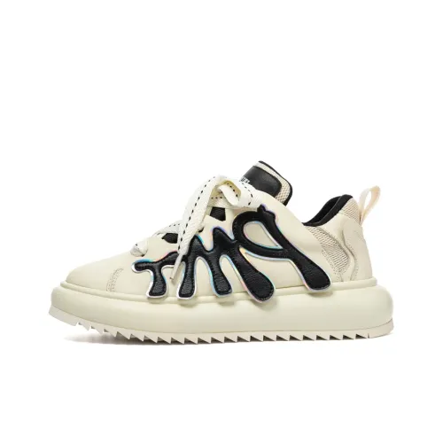 PMT Fashion Trend Versatile Пухлые туфли Low Топ Кроссовки для скейтбординга Унисекс Бежево-черный