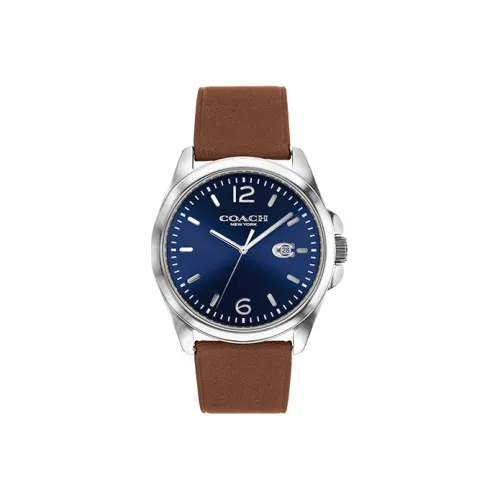 COACH Greyson Наручные часы Кварцевый механизм Кожаный ремешок Синий циферблат Мужские часы