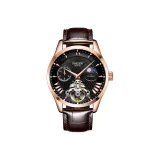 302 Черный Розовое Золото Циферблат Кожаный Ремешок