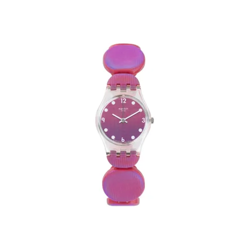 Swatch Quartz Механизм Женские часы 25 мм Розовый циферблат Часы Пластиковый корпус Часы Пластиковый ремешок