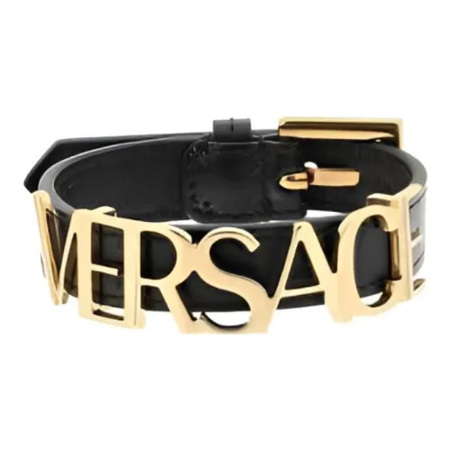 VERSACE Браслеты из коровьей кожи черный унисекс
