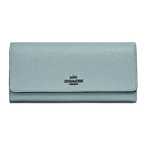 COACH Трехсекционный кошелек из кожи женский синий