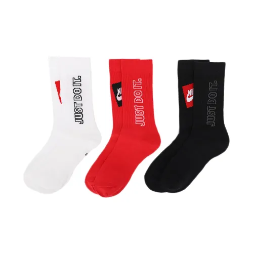 NIKE 3 шт Черный/красный/белый Унисекс MID Носки до икры