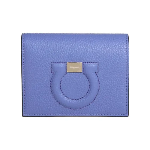 Ferragamo Gancini Hammered Текстура Телячья кожа Кошелек Маленький Женский Светло-фиолетовый