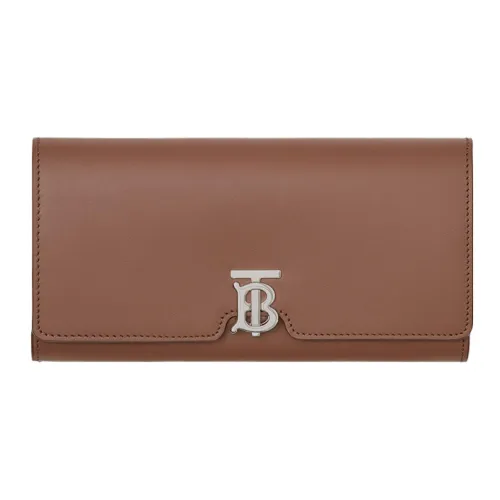 Burberry Гладкая Телячья Кожа Кошелек Держатель для Карт Картхолдер Женская Сумка Солодово-Коричневый