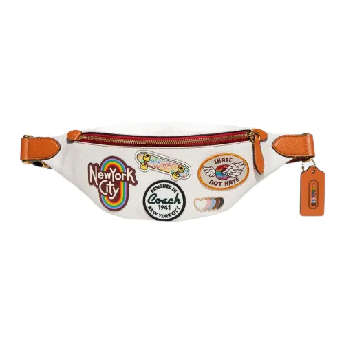 COACH Charter Кожаная Слинг-Сумка Поясная Сумка Большая Мужская Белая