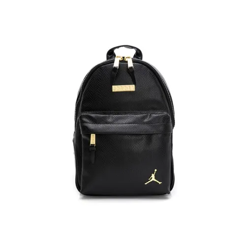 Jordan Leather Backpack Unisex Black Gold Джордан Кожа Рюкзак Унисекс Черный Золото