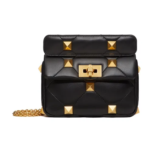 Valentino Roman Stud Овчина Ручная Сумка Сумка через плечо Сумка на плечо Маленькая Женская Черная