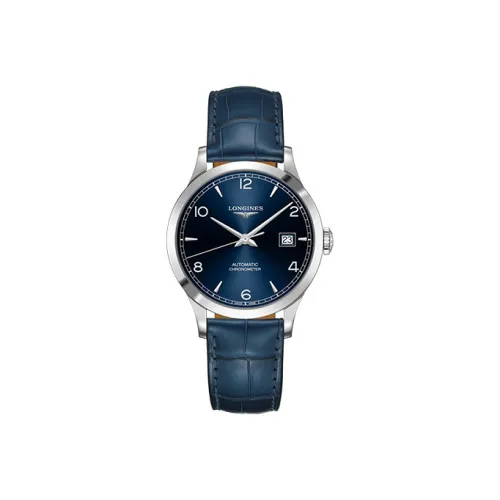 LONGINES Pioneer Collection Механические Мужские Часы 38,5 мм Синий Циферблат Корпус из Нержавеющей Стали Кожаный Ремешок