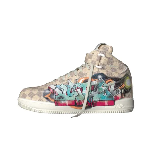 nike x LOUIS VUITTON Air Force 1 Mid Топ Стильные Скейтбординги Унисекс Многоцветные