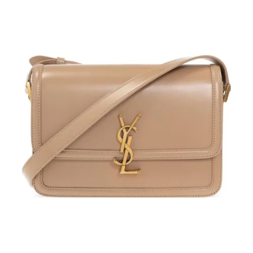 SAINT LAURENT Solferino Телячья кожа Tofu Сумка через плечо Средняя Женская Молочно-чайный Бежевый