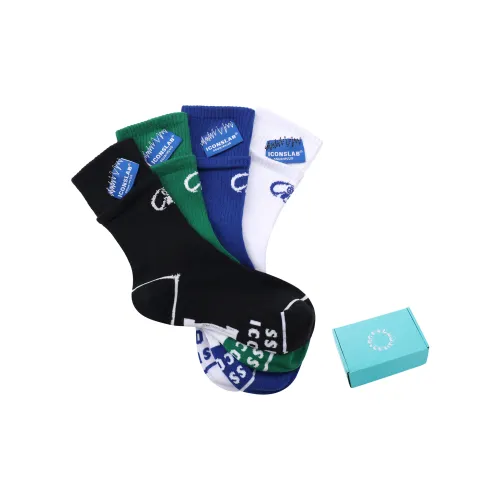 ICONS Lab 4 шт Белый/Черный/Кляйн-синий/Зеленый Унисекс MID Носки до икры