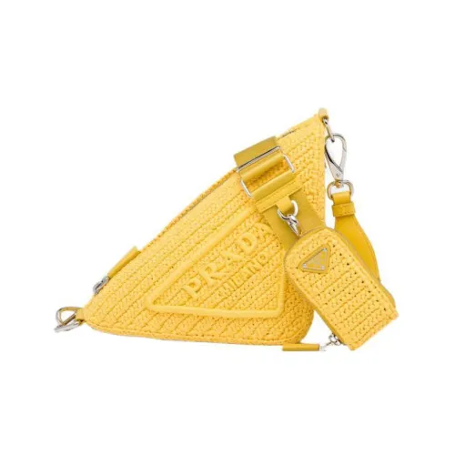 PRADA Сумка через плечо Triangle из ткани желтая
