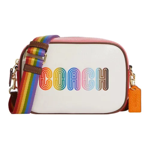 COACH Jamie Каменная кожа Camera Сумка Сумка через плечо Маленькая Женская Белая и Радужная