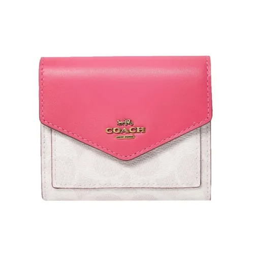 COACH Canvas Клатч Кошелек Маленький Женский Ледниковый Белый Монограмма Розовый