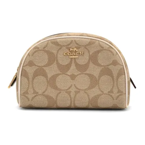 COACH Canvas С кожаными вставками Холщовая сумка Ручная косметичка Маленькая Женская Хаки