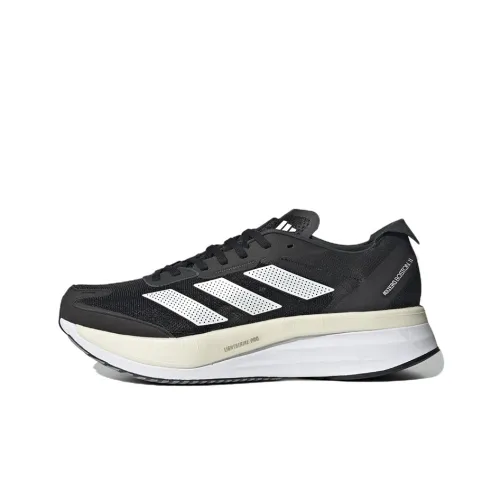 Adidas Adizero Boston 11 Устойчивый к истиранию Низкий Топ Резиновый Тренировочная Обувь для Бега на длинные дистанции Мужская Черно-белая