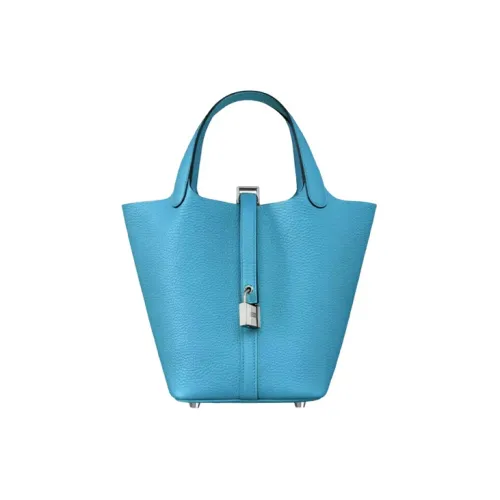 HERMES Picotin Lock Clemence Bullock Кожа Корзина Сумка Ведрообразная Сумка Женская Сумка Frida Синий