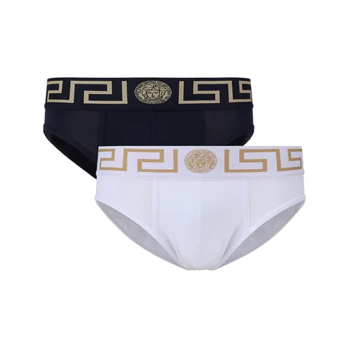 VERSACE 1 комплект 2 шт Белый+Темно-синий Мужские трусы-бикини