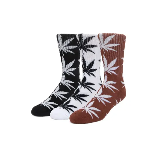 HUF совместный бренд 3 пачки черный/белый/коричневый мужские носки MID до икры