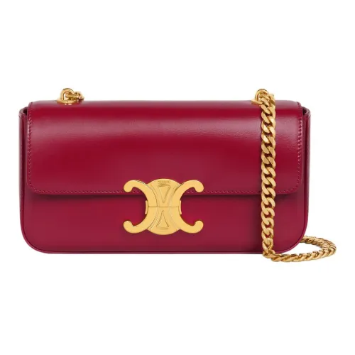 CELINE Claude Сатин Телячья кожа Сумка на плечо Сумка Сумка через плечо Женская Красная