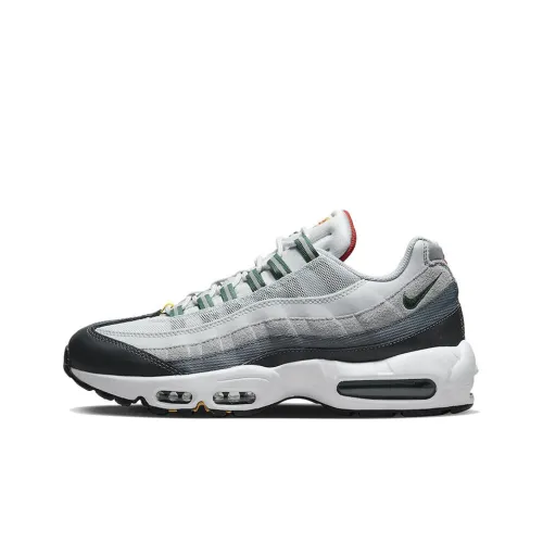 Nike Air Max 95 Амортизация Износостойкий Низкий Топ Резиновые Беговые Кроссовки Мужские Серый Черный