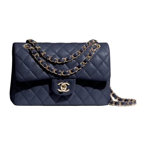 CHANEL Classic Flap CF Телячья кожа Сумка с цепочкой Сумка через плечо Женская Темно-синий