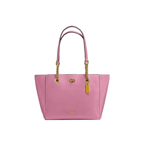 COACH Turnlock Кожа Сумка через плечо Средняя Женская Розовая