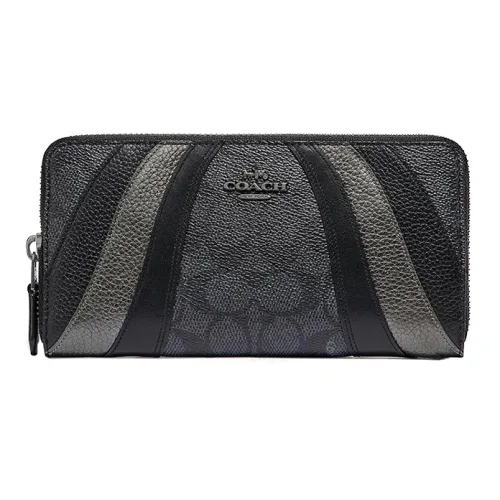 COACH Accordion Zip Покрытый холст Запястье Сумка Кошелек Маленький Женский Черный