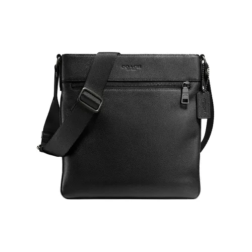 COACH Bowery Кожа Курьерская Сумка Сумка через плечо Мужская Черная