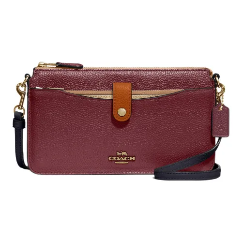 COACH NOA POP Up Кожа Сумка через плечо Курьерская сумка Маленькая Женская Темно-бордовый