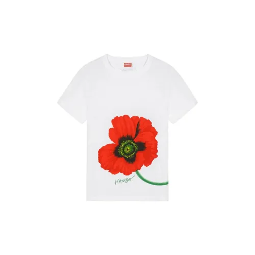 KENZO Poppy Flower Series Белые Женские Рубашки T