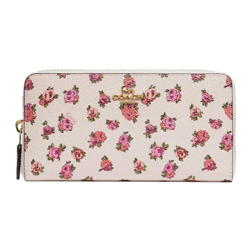 COACH Accordion Zip Покрытый холст Кошелек Маленький Женский Белый Розовый