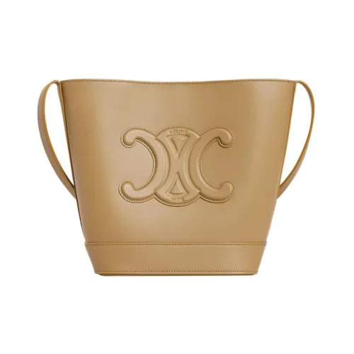 CELINE Cuir Triomphe Triumph Гладкая коровья кожа Ведрообразная сумка Сумка через плечо Сумка на плечо Женская Оливково-желтая