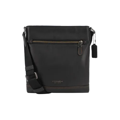 COACH Graham Коровья кожа Сумка через плечо Большая Мужская Черная