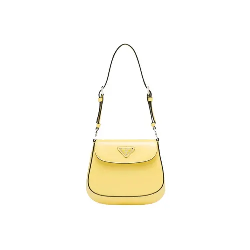 PRADA Cleo Блестящая кожа сумка через плечо женская желтая