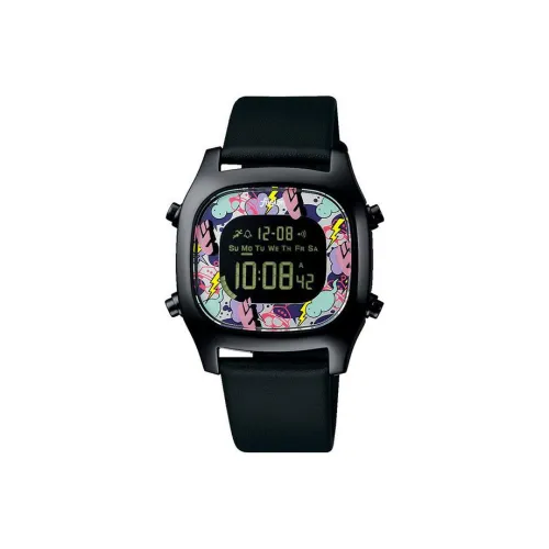 SEIKO Электронный Механизм Корова Кожа Ремешок Часы 36 мм Мужские Часы Черный Циферблат AFSM701