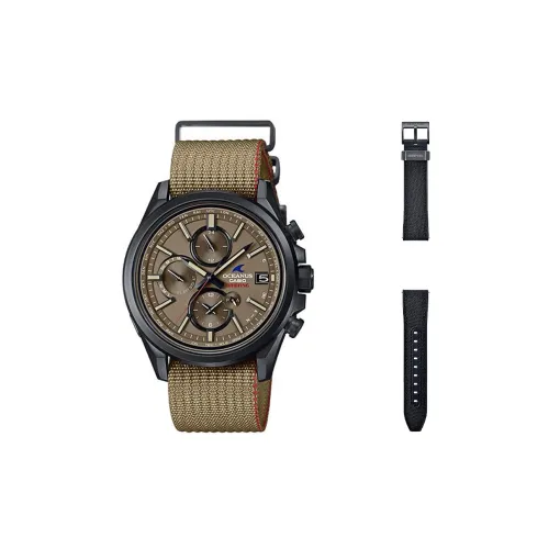 CASIO OCEANUS Коллекция Кварцевый механизм Ткань Ремешок Часы Мужские Кофейная Циферблат Часы OCW T4000BRE 5AJR