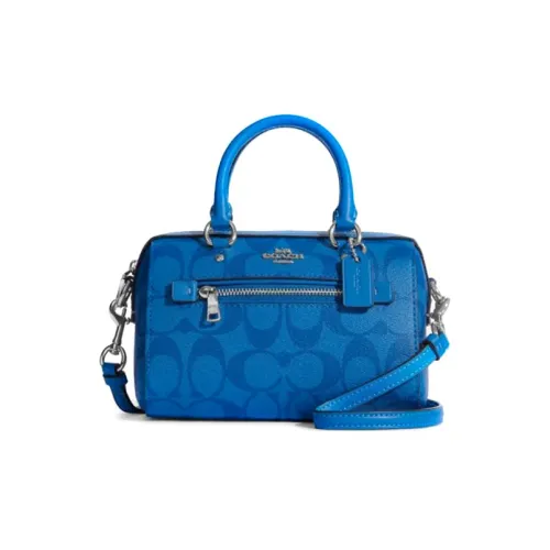 COACH Rowan Искусственная кожа Бостон Сумка Сумка Сумка через плечо Сумка через плечо Мини Женская Ярко-синяя