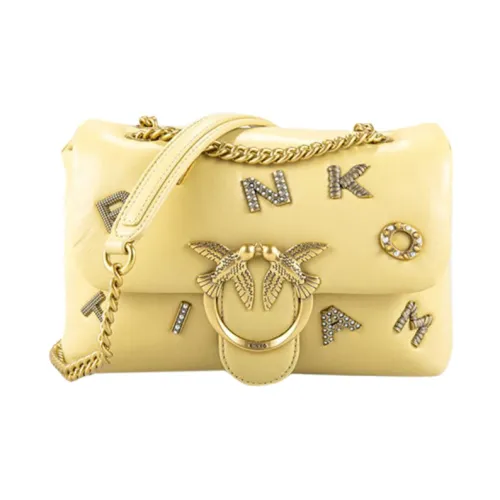 PINKO Puff Овчина С откидной крышкой Сумка через плечо Сумка на плечо Женская Желтая