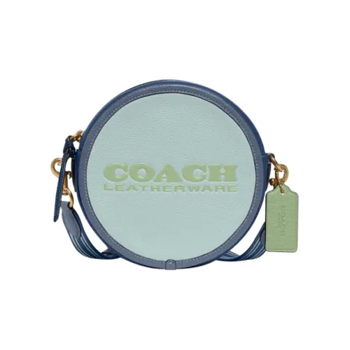 COACH Kia Коровья кожа Маленькая круглая сумка Сумка через плечо Маленькая Женская Озеро Вода Синий Многоцветный