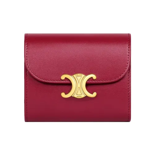 CELINE Triomphe Телячья кожа Клатч Кошелек Маленький Женский Красный