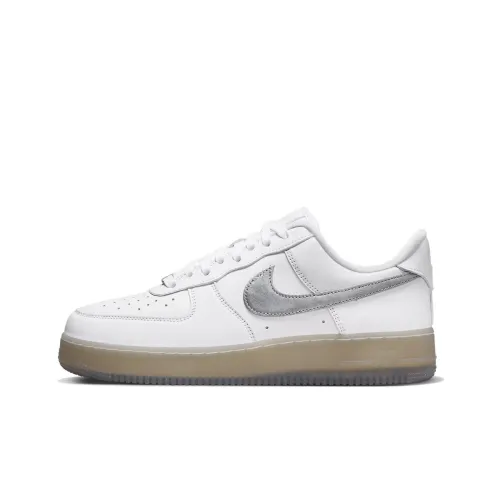 Nike Air FORCE 1 Low Топ Скейтборд Кроссовки Унисекс Белый Серебряный