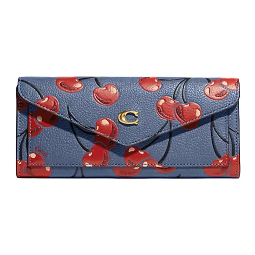 COACH Wyn Кожа Кошелек Женские Синий