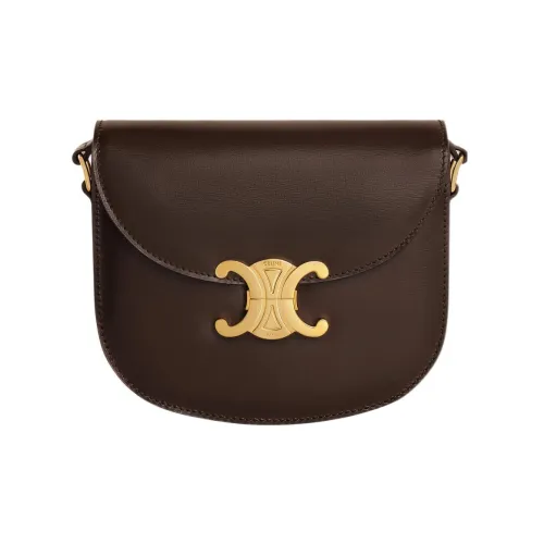 CELINE Triomphe Satin Smooth Коровья Кожа Сумка через плечо Сумка на плечо Женская Каштановый Коричневый