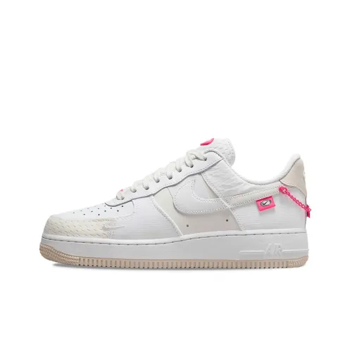 Nike Air FORCE 1 Розовый Bling Уличный Dance Коллекция Низкие Кроссовки для скейтбординга Женские Белые Розовые