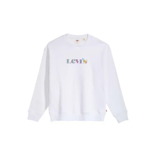 Levi's Круглый вырез Облегающий Обычный Длинный рукав Толстовка Мужской Белый