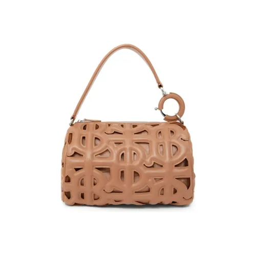 Burberry Лоскутное шитье Овечья шкура Rhombi Сумка на плечо Женская Коричневая