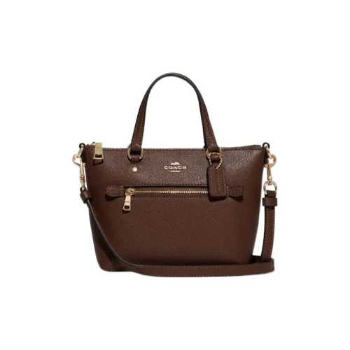 COACH Gallery Кожа Тоут Сумка Сумка для покупок Сумка Сумка через плечо Сумка через плечо Маленькая Женская Темное Седло Коричневый