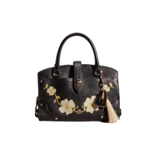 COACH Mercer Кожа Цветочный принт Ручка MULTI Отделение Сумка сумка через плечо сумка через плечо Средний Женские Черный